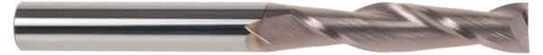 SGS - 5/8", 2-1/4" LOC, 5/8" Shank Diam, 5" OAL, 2 Flute, Solid Carbide Square End Mill - Single End, TiCN Finish, Spiral Flute, 30° Helix, Centercutting, Right Hand Cut, Right Hand Flute, Series 3L - USA Tool & Supply