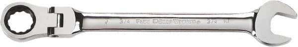 GearWrench - 9/16" 12 Point Flexhead Combination Wrench - Chrome Vanadium Steel, Full Polish Finish - USA Tool & Supply