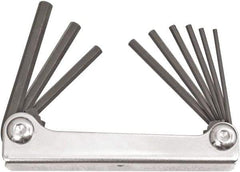 Bondhus - 9 Piece Fold-Up Hex Key Set - Hex Range 5/64 to 1/4", 6.63" OAL, Protanium High Torque Steel - USA Tool & Supply