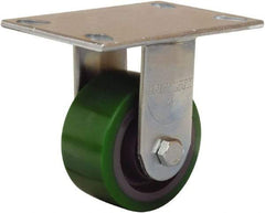 Hamilton - 4" Diam x 2" Wide x 5-5/8" OAH Top Plate Mount Rigid Caster - Polyurethane Mold onto Cast Iron Center, 750 Lb Capacity, Sealed Precision Ball Bearing, 4-1/2 x 6-1/4" Plate - USA Tool & Supply