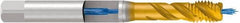 Emuge - M10x1.50 Metric 3 Flute 6H Bottoming Spiral Flute Tap - Cobalt, TiN Finish, 100mm OAL, Right Hand Flute, Right Hand Thread, Series Enorm - USA Tool & Supply