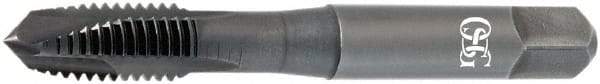 OSG - M5x0.80 Metric Coarse, 3 Flute, Bright Finish, Vanadium High Speed Steel Spiral Point Tap - Plug Chamfer, Right Hand Thread, 2-3/8" OAL, 7/8" Thread Length, 0.194" Shank Diam, 6H Class of Fit - Exact Industrial Supply