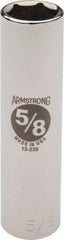 Armstrong - 5/8", 1/2" Drive, Deep Hand Socket - 6 Points, 3-13/64" OAL, Chrome Finish - USA Tool & Supply