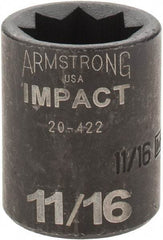Armstrong - 1/2" Drive 11/16" Standard Impact Socket - 1-1/2" OAL - USA Tool & Supply
