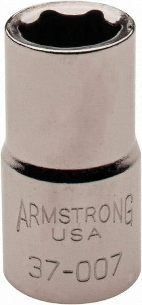 Armstrong - 1/4" Drive, Standard Hand Socket - 6 Points, 27/32" OAL, Chrome Finish - USA Tool & Supply