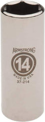 Armstrong - 1/4" Drive, Deep Hand Socket - 6 Points, 1-15/16" OAL, Chrome Finish - USA Tool & Supply