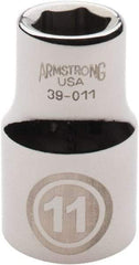 Armstrong - 1/2" Drive, Standard Hand Socket - 6 Points, 1-1/2" OAL, Chrome Finish - USA Tool & Supply