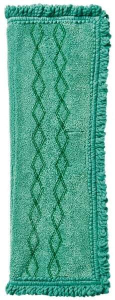 Rubbermaid - 19-1/2" Long x 14" Wide Microfiber Dust Mop Pad - Quick Connect, Green, Fringed Head - USA Tool & Supply