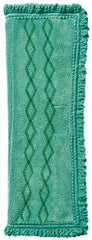 Rubbermaid - 19-1/2" Long x 14" Wide Microfiber Dust Mop Pad - Quick Connect, Green, Fringed Head - USA Tool & Supply