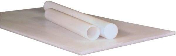 Made in USA - 1/8" Thick x 4' Wide x 10' Long, Polyethylene (UHMW) Sheet - Natural, Shore D-68 Hardness, High Temperature Grade, ±0.020 Tolerance - USA Tool & Supply