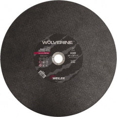 Weiler - 14" 30 Grit Aluminum Oxide Cutoff Wheel - 1/8" Thick, 1" Arbor, 4,400 Max RPM, Use with Chop Saws - USA Tool & Supply