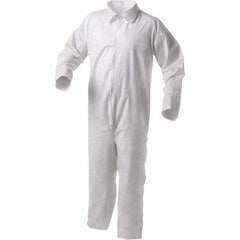 KleenGuard - Size M Film Laminate General Purpose Coveralls - White, Zipper Closure, Serged Seams - USA Tool & Supply