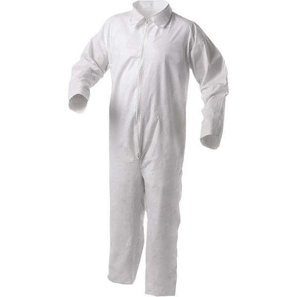 KleenGuard - Size 2XL Film Laminate General Purpose Coveralls - White, Zipper Closure, Serged Seams - USA Tool & Supply