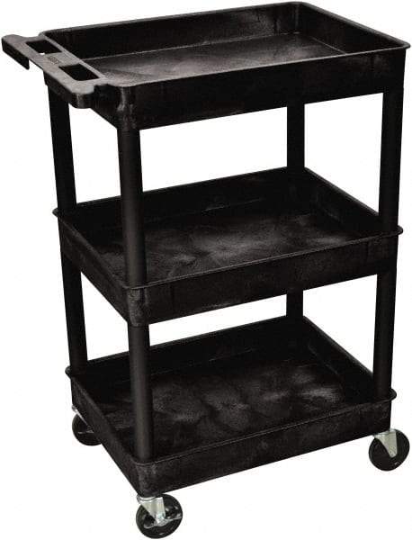 Luxor - 300 Lb Capacity, 24" Wide x 18" Long x 38" High Shelf Cart - 3 Shelf, Plastic - USA Tool & Supply