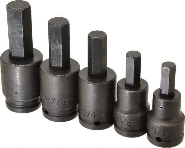Proto - 5 Piece 3/4" Drive Inch Impact Hex Bit Socket Set - 9/16 to 1" Hex - USA Tool & Supply
