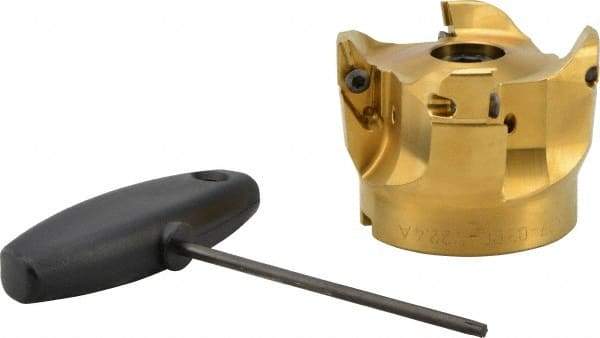 Seco - 3" Cut Diam, 0.394" Max Depth, 1" Arbor Hole, 4 Inserts, VPGX 2206..E.-E10 Insert Style, Indexable Copy Face Mill - R220.97 Cutter Style, 25,000 Max RPM, 2-1/4 High, Through Coolant, Series R220.97 - USA Tool & Supply