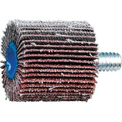 PFERD - 1" Diam x 1" Face Width, Aluminum Oxide Coated Mounted Flap Wheel - 1/4-20 Threaded Mount, 60 Grit, 25,000 Max RPM - USA Tool & Supply