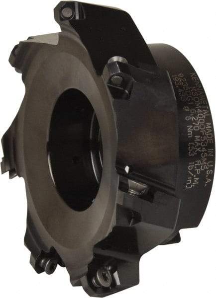 Kennametal - 4" Cut Diam, 1-1/4" Arbor Hole, 3.5mm Max Depth of Cut, 43° Indexable Chamfer & Angle Face Mill - 7 Inserts, OF.T 06L5... Insert, Right Hand Cut, 7 Flutes, Series KSOM Mini - USA Tool & Supply