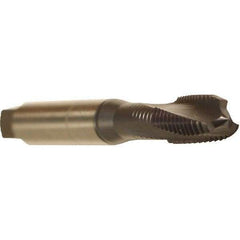 Emuge - M3x0.50 Metric 2 Flute 6HX Modified Bottoming Spiral Flute Tap - Cobalt, TiCN Finish, 56mm OAL, Right Hand Flute, Right Hand Thread, Series Rekord DF - Exact Industrial Supply