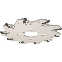 Iscar - Arbor Hole Connection, 0.132" Cutting Width, 1.34" Depth of Cut, 4.92" Cutter Diam, 1-1/4" Hole Diam, 8 Tooth Indexable Slotting Cutter - GM Toolholder, GIM, GIMY, GIP Insert, Right Hand Cutting Direction - USA Tool & Supply