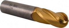 SGS - 3/4" Diam, 1-1/2" LOC, 4 Flute Solid Carbide Ball End Mill - TiN Finish, Single End, 4" OAL, 3/4" Shank Diam, Spiral Flute - USA Tool & Supply