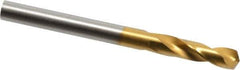 Guhring - #5 130° Parabolic Flute Cobalt Screw Machine Drill Bit - TiN Finish, Right Hand Cut, 26mm Flute Length, 62mm OAL, Standard Point, Straight Shank - USA Tool & Supply
