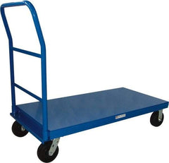 PRO-SOURCE - 3,000 Lb Capacity Steel Platform Truck - Steel Deck, 36" OAW, Phenolic Casters - USA Tool & Supply