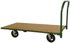 PRO-SOURCE - 2,000 Lb Capacity Hardwood/Steel Platform Truck - Hardwood Deck, 30" OAW, Rubber Casters - USA Tool & Supply