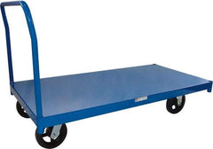PRO-SOURCE - 2,000 Lb Capacity Steel Platform Truck - Steel Deck, 30" OAW, Mold On Rubber Casters - USA Tool & Supply