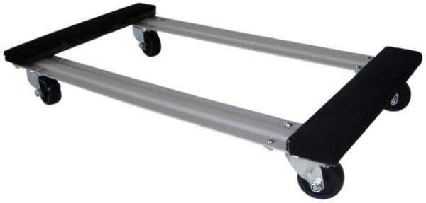 PRO-SOURCE - 1,000 Lb Capacity Oak/Metal Open Carpet Covered Raised Ends Dolly - 30" Long x 18" Wide, 3" Wheels - USA Tool & Supply