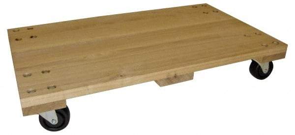 PRO-SOURCE - 1,000 Lb Capacity Hardwood/Polyolefin Solid Top Dolly - 24" Long x 16" Wide x 5" High, 3" Polyolefin Wheels - USA Tool & Supply