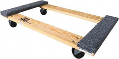 PRO-SOURCE - 1,000 Lb Capacity Hardwood/Carpet Open Carpet Covered Raised Ends Dolly - 30" Long x 18" Wide, 3" Wheels - USA Tool & Supply
