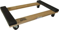 PRO-SOURCE - 1,000 Lb Capacity Hardwood/Rubber Open Rubber Capped Raised Ends Dolly - 30" Long x 18" Wide, 3" Wheels - USA Tool & Supply