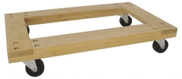 PRO-SOURCE - 1,000 Lb Capacity Hardwood/Rubber Flush Open Dolly - 30" Long x 18" Wide, 3" Wheels - USA Tool & Supply