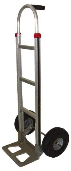 PRO-SOURCE - 500 Lb Capacity 52" OAH Hand Truck - 7-1/2 x 14" Base Plate, Single Grip Handle, Aluminum, Full Pneumatic Wheels - USA Tool & Supply