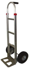 PRO-SOURCE - 500 Lb Capacity 52" OAH Hand Truck - 7-1/2 x 14" Base Plate, Single Grip Handle, Aluminum, Full Pneumatic Wheels - USA Tool & Supply