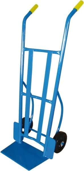 PRO-SOURCE - 900 Lb Capacity 54-1/2" OAH Warehouse Hand Truck - 10 x 16-1/2" Base Plate, Dual Handle, Steel, Mold-On Rubber Wheels - USA Tool & Supply
