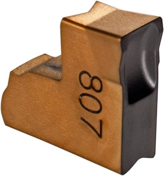 Iscar - TAGN3 C IC807 Grade, 0.12" Cutting Width, Carbide Cutoff Insert - Neutral Lead Angle, 0.0079" Cnr Rad, TiN/TiAlN Coated, Single End - USA Tool & Supply