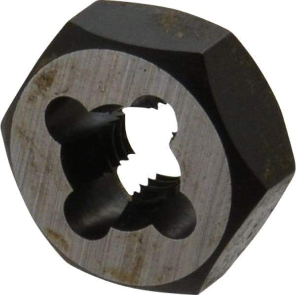 Cle-Line - 1/4-28 UNF Thread, 19/32" Hex, Hex Rethreading Die - Carbon Steel, 1/4" Thick, Series 0650 - Exact Industrial Supply