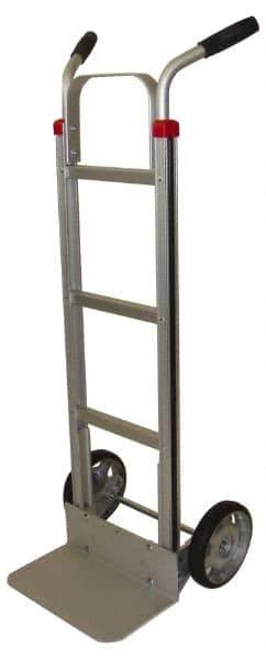 PRO-SOURCE - 600 Lb Capacity 49" OAH Welded Hand Truck - 7-1/2 x 14" Base Plate, High Back Dual Handle, Aluminum, Solid Rubber Wheels - USA Tool & Supply