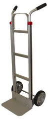 PRO-SOURCE - 600 Lb Capacity 49" OAH Welded Hand Truck - 7-1/2 x 14" Base Plate, High Back Dual Handle, Aluminum, Solid Rubber Wheels - USA Tool & Supply