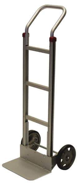 PRO-SOURCE - 600 Lb Capacity 52" OAH Welded Hand Truck - 7-1/2 x 14" Base Plate, Continuous Swept Back Handle, Aluminum, Semi-Pneumatic Wheels - USA Tool & Supply