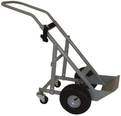 PRO-SOURCE - 500 Lb Capacity 48" OAH Cylinder Hand Truck - 7-1/2 x 14" Base Plate, Swept Back Handle, Steel, Full Pneumatic Wheels - USA Tool & Supply
