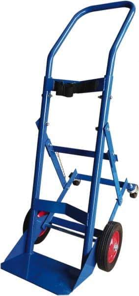 PRO-SOURCE - 500 Lb Capacity 48" OAH Cylinder Hand Truck - 7-1/2 x 14" Base Plate, Swept Back Handle, Steel, Semi-Pneumatic Wheels - USA Tool & Supply