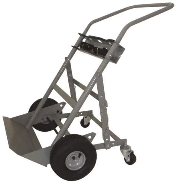 PRO-SOURCE - 500 Lb Capacity 48" OAH Cylinder Hand Truck - 7-1/2 x 14" Base Plate, Swept Back Handle, Steel, Full Pneumatic Wheels - USA Tool & Supply