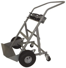 PRO-SOURCE - 500 Lb Capacity 48" OAH Cylinder Hand Truck - 7-1/2 x 14" Base Plate, Swept Back Handle, Steel, Full Pneumatic Wheels - USA Tool & Supply