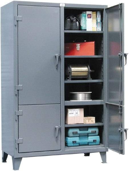 Strong Hold - 8 Shelf Locking Storage Cabinet - Steel, 48" Wide x 24" Deep x 78" High, Dark Gray - USA Tool & Supply