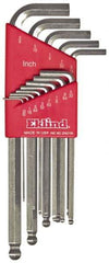 Eklind - 13 Piece L-Key Ball End Hex Key Set - Hex Range 0.05 to 3/8", Alloy Steel - USA Tool & Supply