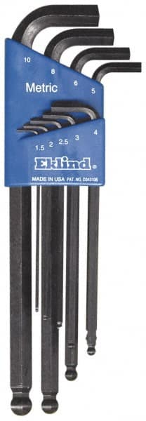 Eklind - 9 Piece L-Key Ball End Hex Key Set - USA Tool & Supply