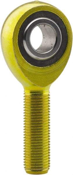 Made in USA - 3/4" ID, 1-3/4" Max OD, 10,937 Lb Max Static Cap, Plain Male Spherical Rod End - 3/4-16 LH, 1-3/4" Shank Length, Carbon Steel with Plastic Raceway - USA Tool & Supply